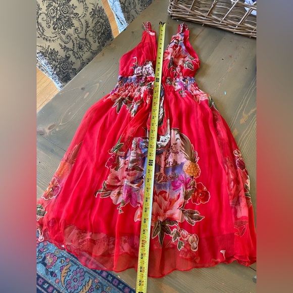 Traffic People 100% Silk Scarlet Floral Dress Size Small - Picture 10 of 10